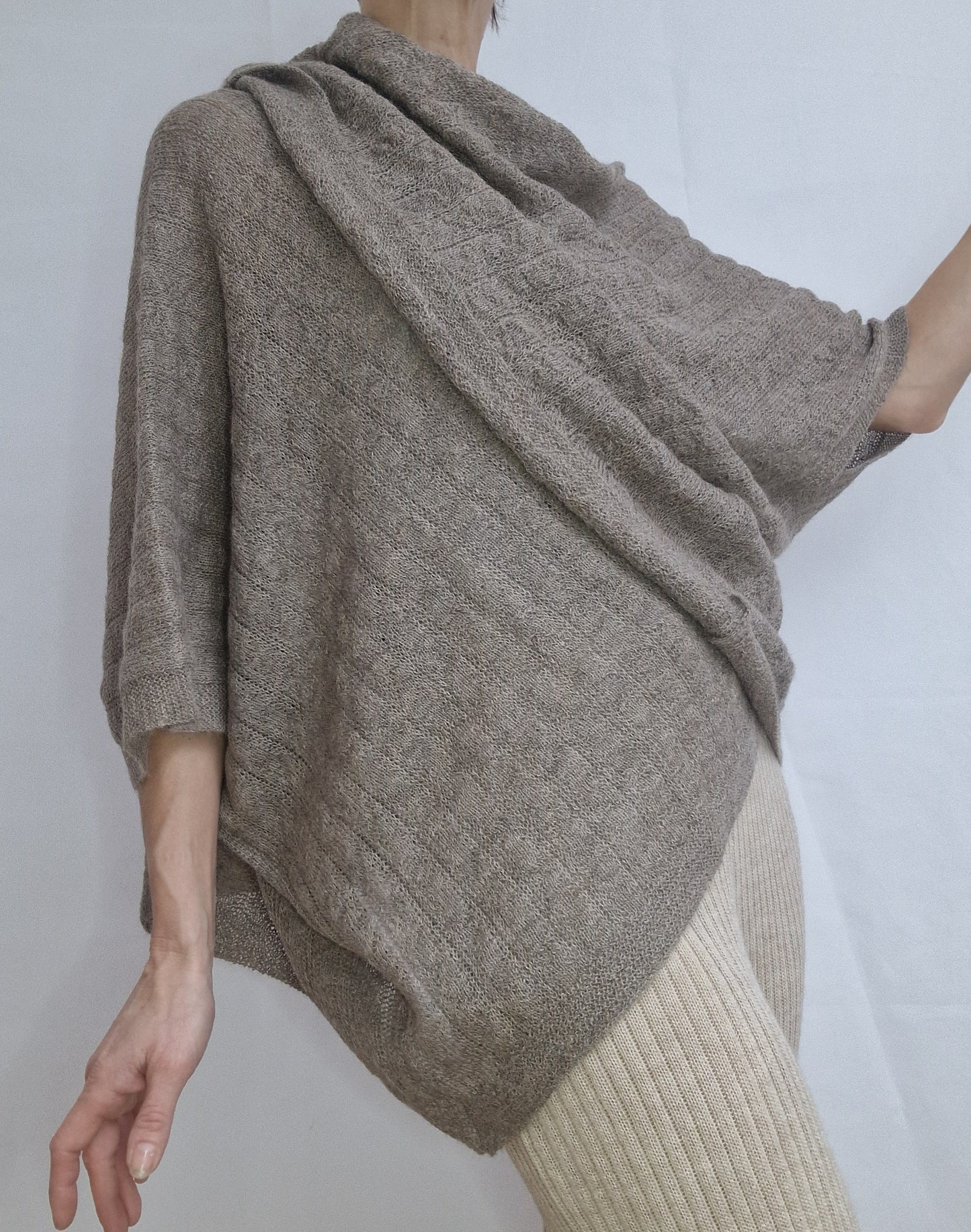 Alpaca Cape Wrap - Grey Mix