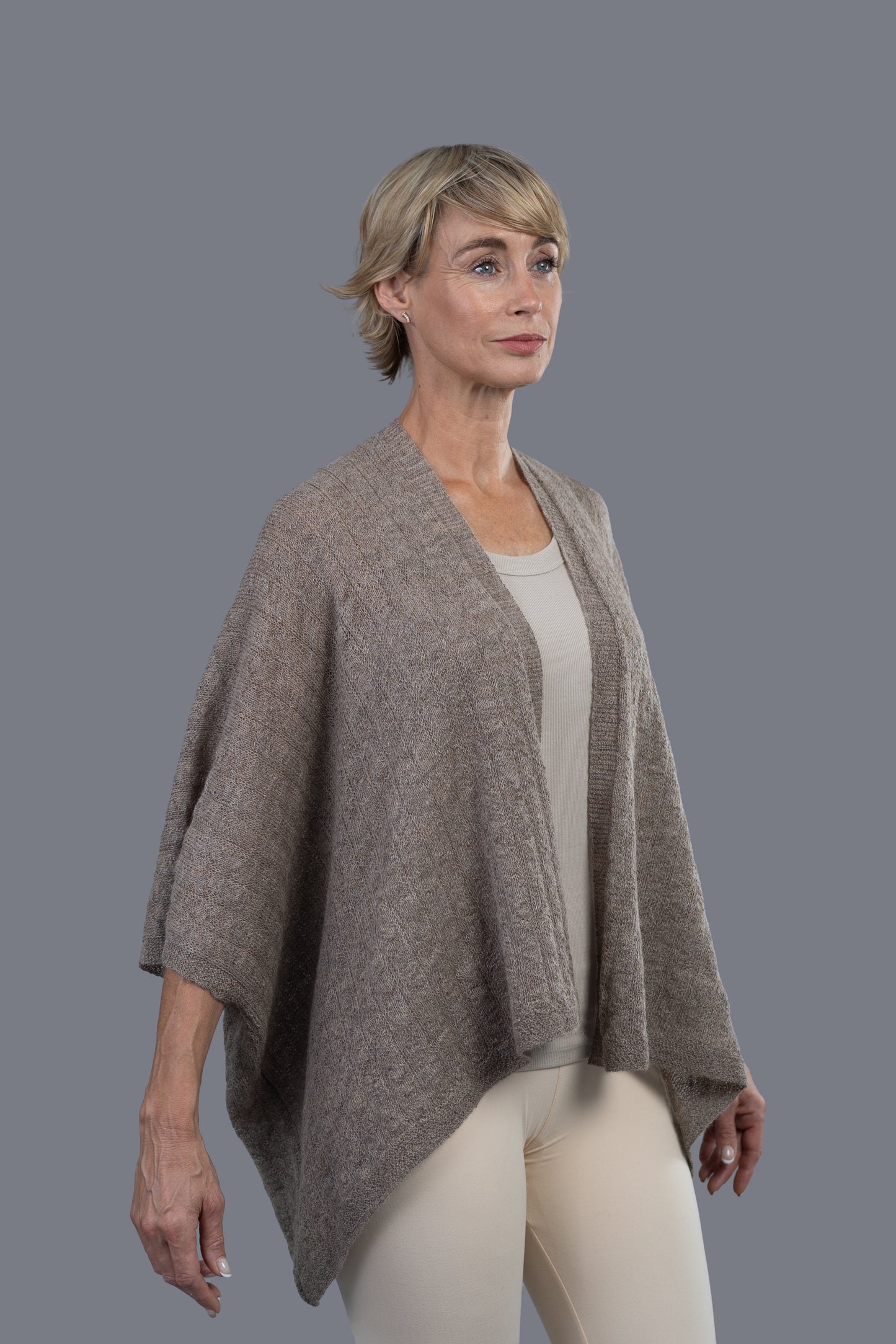 Alpaca Cape Wrap - Grey Mix