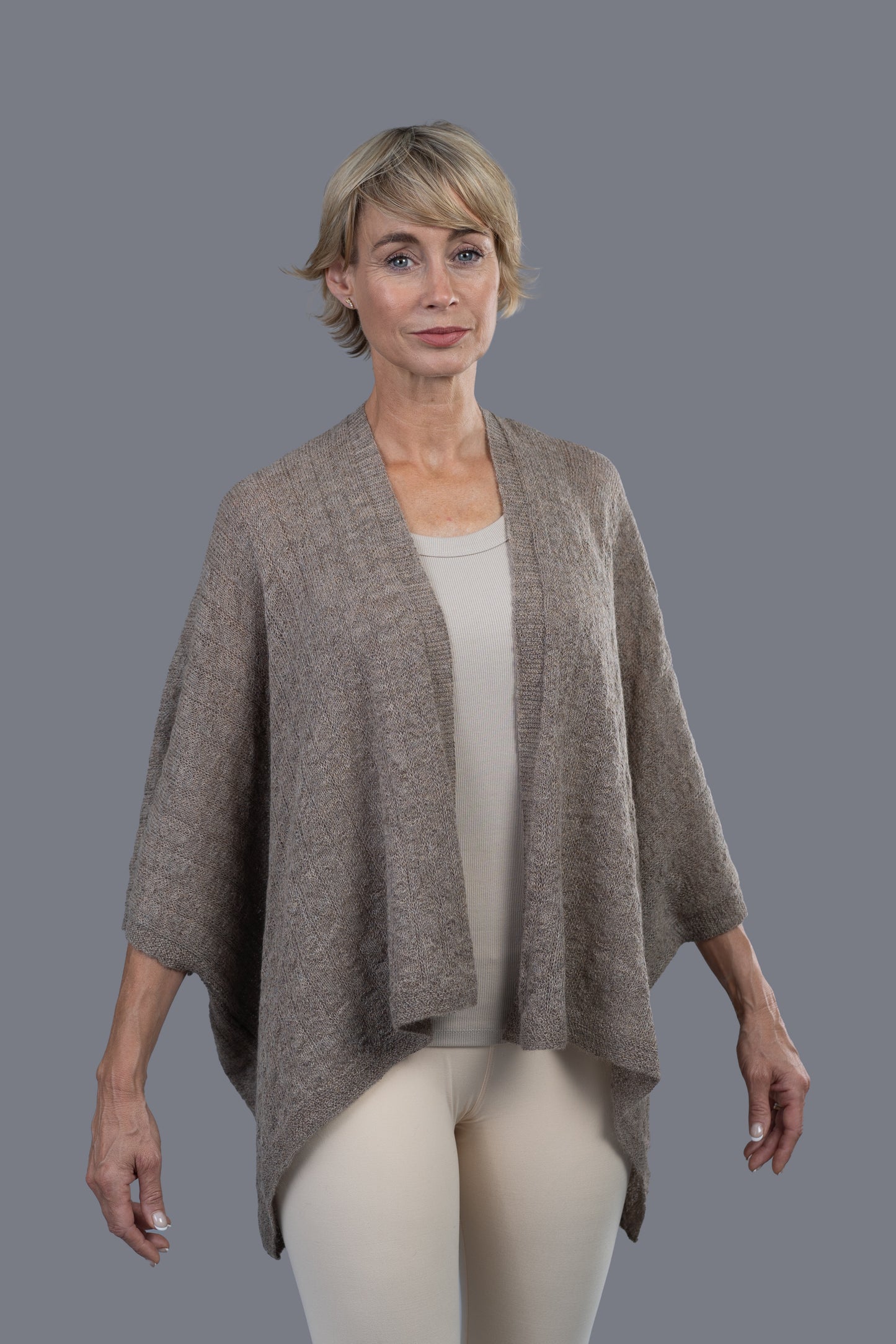 Alpaca Cape Wrap - Grey Mix