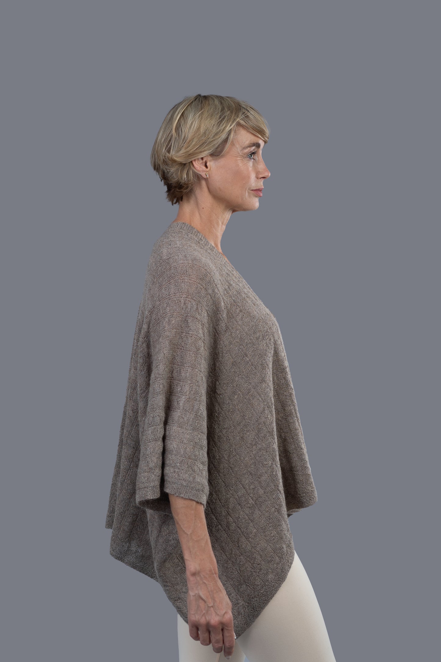 Alpaca Cape Wrap - Grey Mix