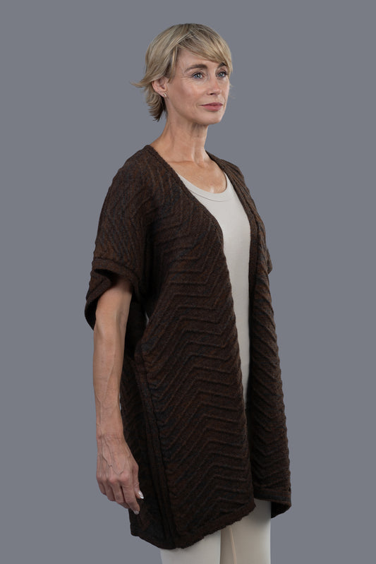 Alpaca Cardi/Cape - The Chocolate Brown Luxe Mix