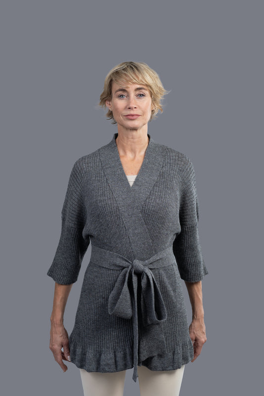 Alpaca Cardigan - Grey Mix