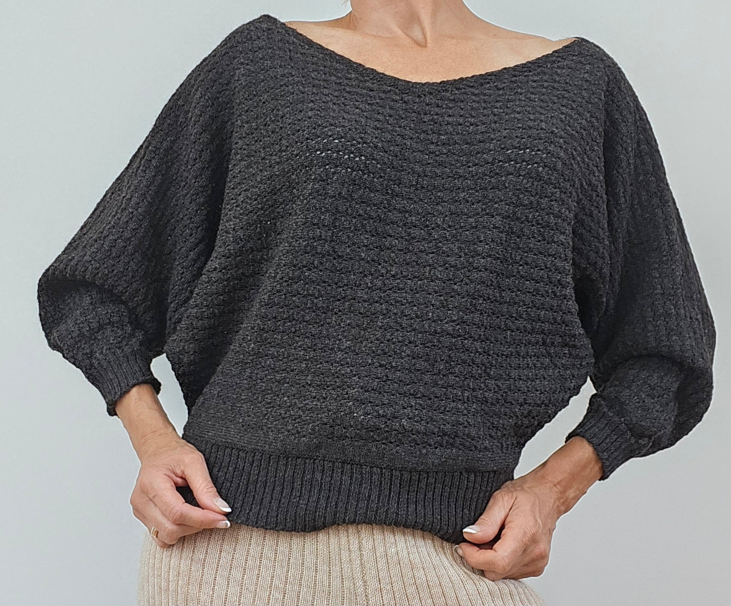 Alpaca Jumper - The Batwing Slouch - Dark