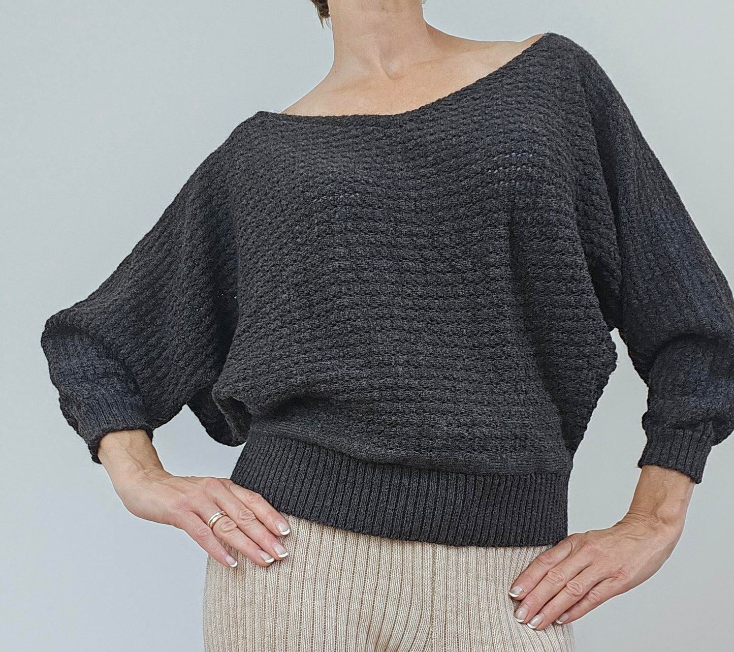 Alpaca Jumper - The Batwing Slouch - Dark