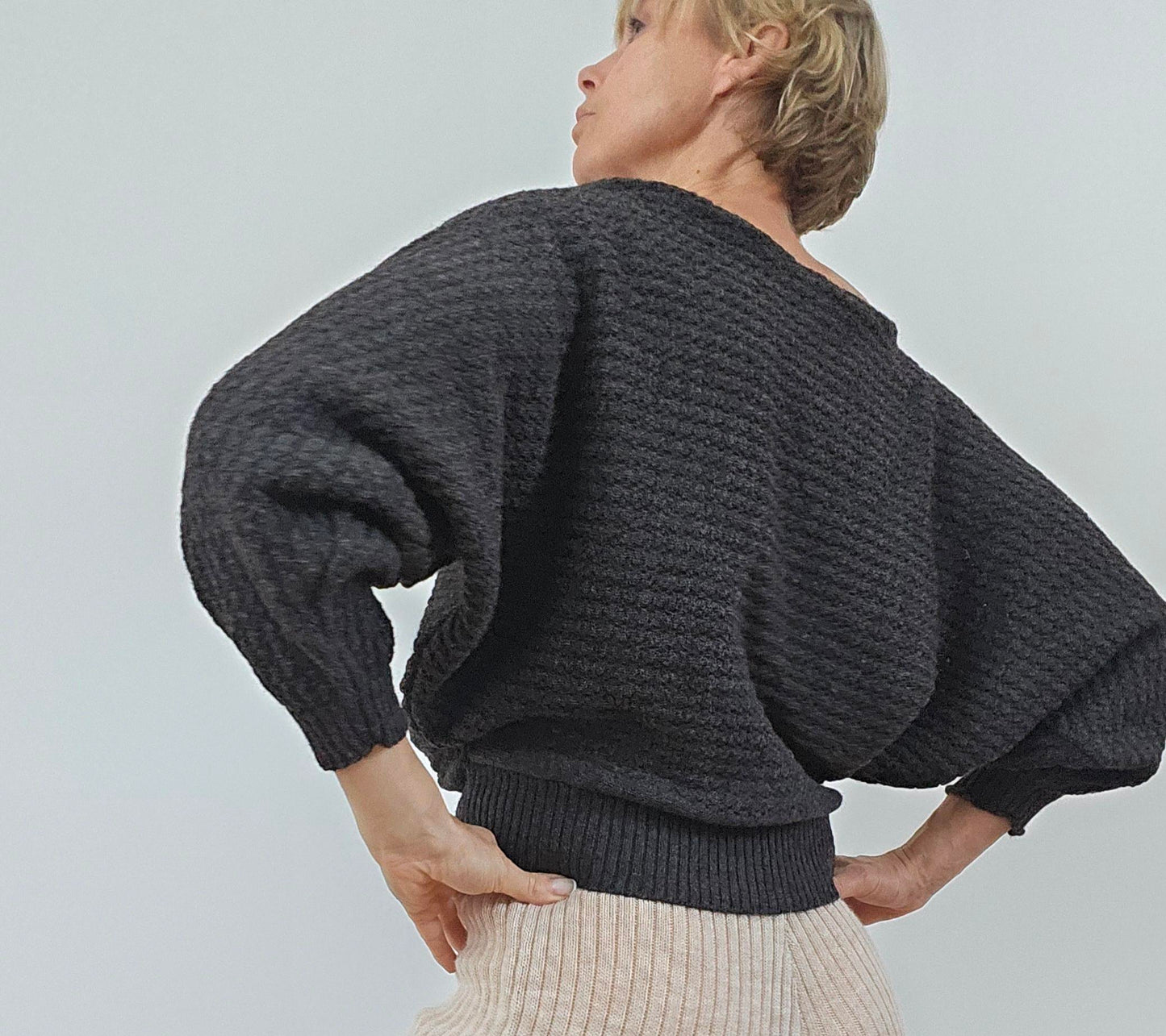 Alpaca Jumper - The Batwing Slouch - Dark