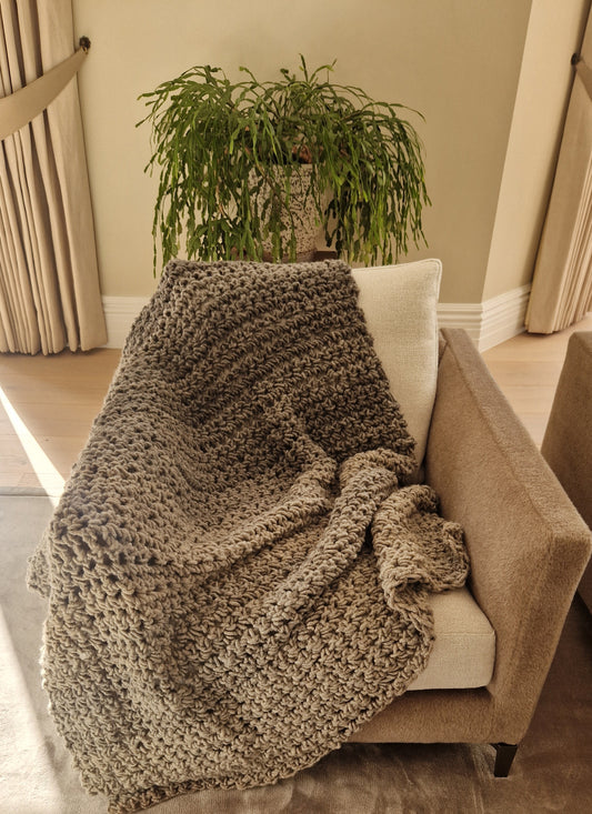 100% UK Alpaca Fleece Blanket/Throw VOLCANIC SAND